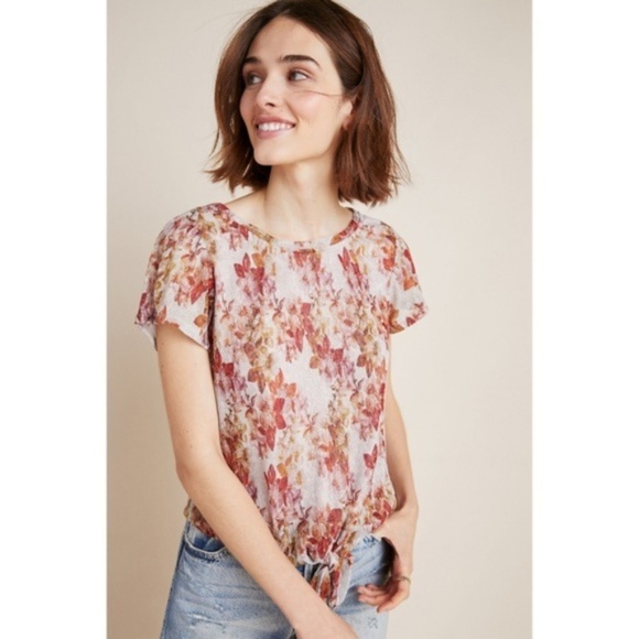 Anthropologie Eva Franco Metallic Floral Top NWT Size Medium - Picture 1 of 3